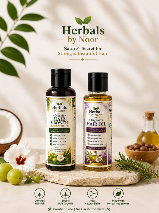 Herbals by Noor Complete Hair Care Starter Kit | Tester Bundle (100ml Oil + 120ml Shampoo)