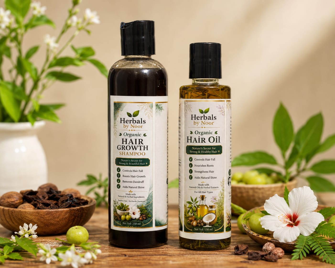 Organic Hair Care Regular Bundle | Growth Shampoo (250ml) & Hair Oil (150ml)